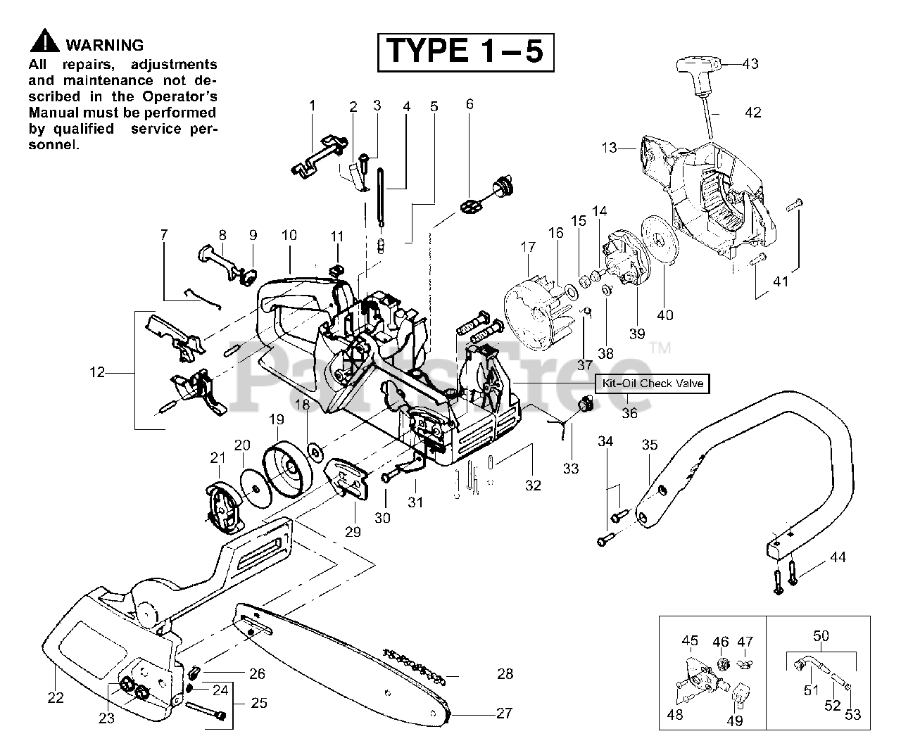 Poulan 2155 Poulan Plus Chainsaw (Type 1) Handle, Chassis & Bar