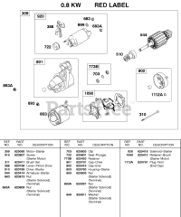 Briggs & Stratton 437447-0205-E2 - Briggs & Stratton Horizontal Engine Starter Motor 0.8KW RED LABEL