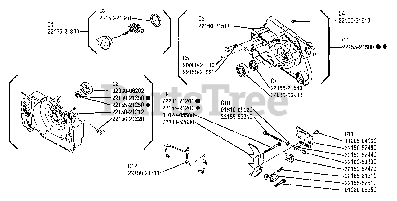 Shindaiwa 575 Shindaiwa Chainsaw Crankcase Parts Lookup with Diagrams