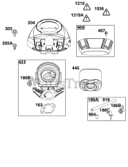 Briggs & Stratton 40U877-0019-B1 - Briggs & Stratton Vertical Engine Blower Housing and Air Cleaner Group