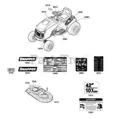 Snapper SPX 2542 (2691452-01) - Snapper LT150 Series 42" Lawn Tractor, Fab Deck, 25hp