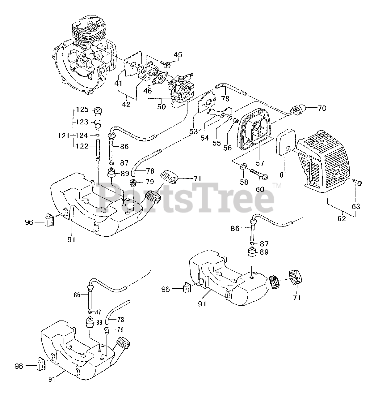 Tanaka TBC2510 Tanaka String Trimmer Fuel System Parts Lookup with