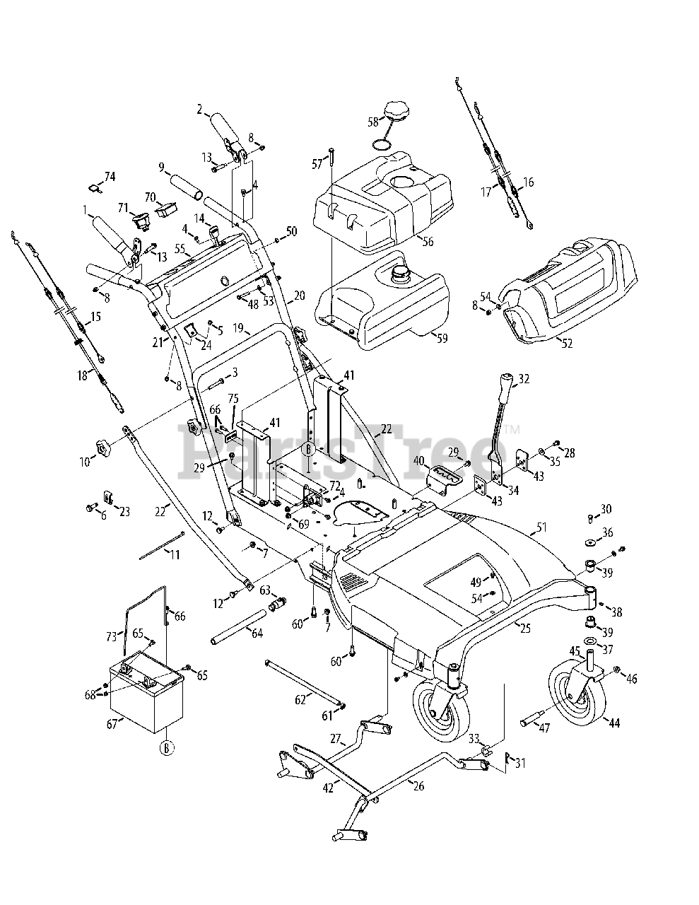 parts diagram troy bilt 33 walk behind mower blades