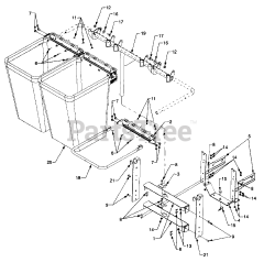 Cub Cadet 210 (190-210-100) - Cub Cadet Triple Rear Bagger att Bag, Frame And Support