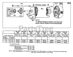 Briggs & Stratton 170702-1650-XX - Briggs & Stratton Vertical Engine Electric Starter and Chart