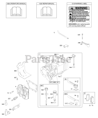 Briggs & Stratton 9T702-3858-E1 - Briggs & Stratton Vertical Engine Cylinder, Cylinder Head, Lubrication, Operator's Manual, Warning Label