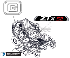 Gravely 915174 (ZTX 52) - Gravely 52" Zero-Turn Mower, 25hp Kohler Twin Pro (SN: 000101 - 015999) Decals - Style