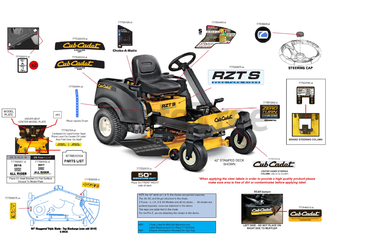 Cub Cadet RZTS50 KH (17ARCBDQ010) Cub Cadet 50" RZT ZeroTurn Mower