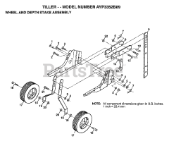 Electrolux/AYP 3352 B89 - Electrolux/AYP Tiller (1998) WHEEL AND DEPTH STAKE ASSEMBLY