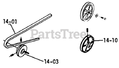 Toro 1-0465 - Toro Lawn Tractor, 12hp (1973) Parts List For 14.000 Drive Belts And Pulleys (plate 14.1)