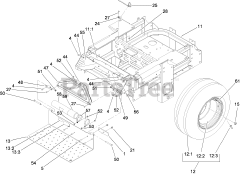 Toro 74271 (Z 550) - Toro 52" Z Master Zero-Turn Mower, Side-Discharge Deck (SN: 280000001 - 280999999) (2008) Main Frame and Rear Wheel Assembly