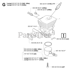 Husqvarna 340 e - Husqvarna Chainsaw (SN: 20051800001 - 20062300000) CYLINDER PISTON