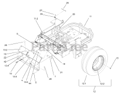 Toro 74232 (Z 257) - Toro 72" Z Master Zero-Turn Mower, Side-Discharge Deck (SN: 230000001 - 230006000) (2003) Rear Frame and Wheel Assembly