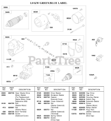 Briggs & Stratton 58A447-0481-E2 - Briggs & Stratton Horizontal Engine 1.0 Kw Starter Motor Green/Blue Label