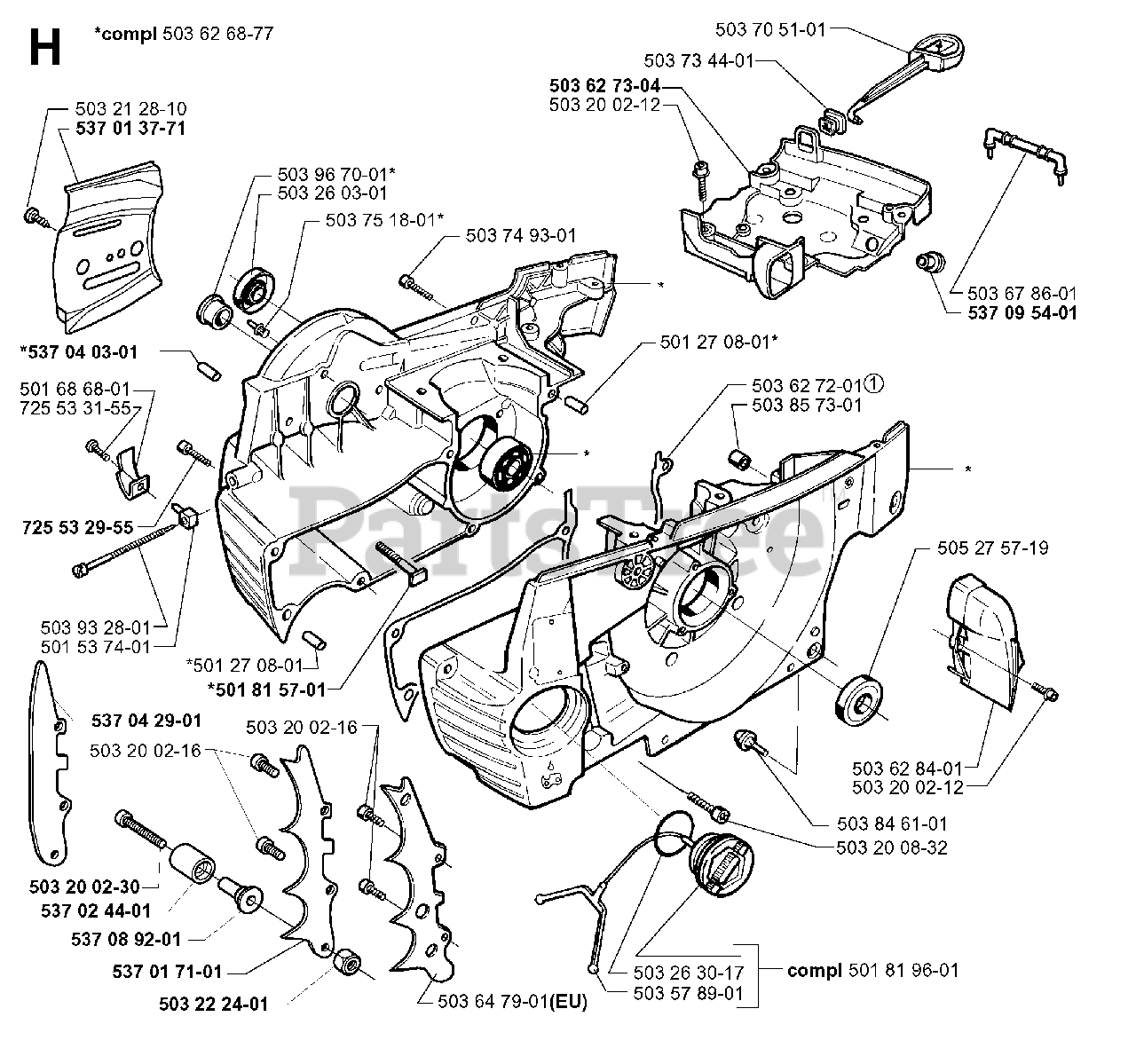 Jonsered 2165 Jonsered Chainsaw (200004) CRANKCASE Parts Lookup with