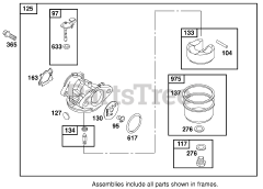 Toro 20814 - Toro 48cm Recycler Walk-Behind Mower (SN: 210000001 - 210999999) (2001) Carburetor Overhaul Kit Assembly Briggs And Stratton Model 12f802-1770-B1