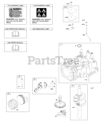 Briggs & Stratton 11P902-0693-B1 - Briggs & Stratton Vertical Engine Camshaft, Crankshaft, Cylinder, Operator's Manual, Piston/Rings/Connecting Rod, Warning Label