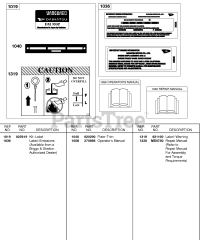 Briggs & Stratton 581447-0375-E2 - Briggs & Stratton Horizontal Engine Emissions Label, Label Kit, Repair Manual