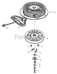 Toro 38559 (1028) - Toro 28" Power Shift Snow Thrower (SN: 240000001 - 240999999) (2004) Rewind Starter Assembly No. 590749 Tecumseh HMSK-80 155723