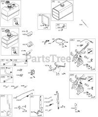 Briggs & Stratton 19F432-1101-E1 - Briggs & Stratton Horizontal Engine CONTROLS, SPRINGS, FUEL TANK/HOSES