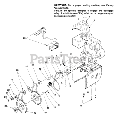 Yard Machines 31AE662H013 - Yard Machines Snow Thrower (1999) (Costco) Engine And V-Belts 31AE662H