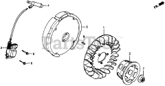 Honda WD20 X C (GX110) - Honda Water Pump, Made in Japan (SN: GX110-1000001 - GX110-9999999) IGNITION COIL + FLYWHEEL