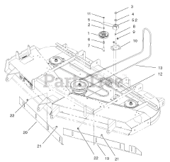Toro 74232 (Z 257) - Toro 72" Z Master Zero-Turn Mower, Side-Discharge Deck (SN: 230000001 - 230006000) (2003) Belt and Idler Arm Assembly