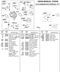 Briggs & Stratton 589447-0308-E2 - Briggs & Stratton Horizontal Engine AISAN Manual Choke Carburetor