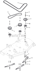 Gravely 991121 (Pro-Turn 160) - Gravely Pro-Turn 60" Zero-Turn Mower (SN: 050000 & Above) Belts &amp; Blades, 60" Deck