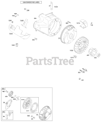 Briggs & Stratton 210432-0192-E9 - Briggs & Stratton Horizontal Engine Blower Housing/Shrouds, Flywheel, Rewind Starter