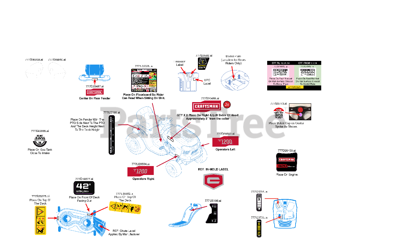 Craftsman 247.203726 (13A278XS099) Craftsman T1200 Lawn Tractor (2019