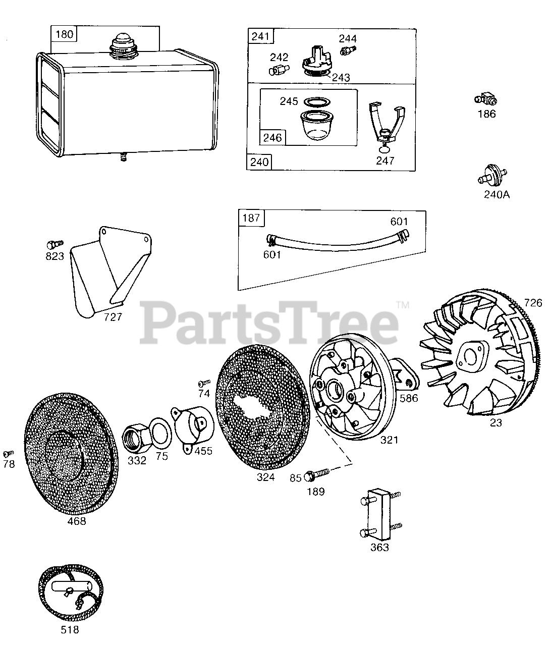 Briggs Stratton 401417 0145 Xx Briggs Stratton Horizontal Engine Fuel Tank Flywheel Screens Parts Lookup With Diagrams Partstree