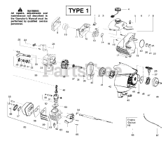 Poulan Pro PPB 200 E - Poulan Pro String Trimmer, Type 1 Engine Assembly Type 1