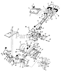Turf Pro 7255718 (215-420-009) - Turf Pro Tiller (1995) (Hardware Wholesalers) Rear Tine Tiller - Upper Assembly