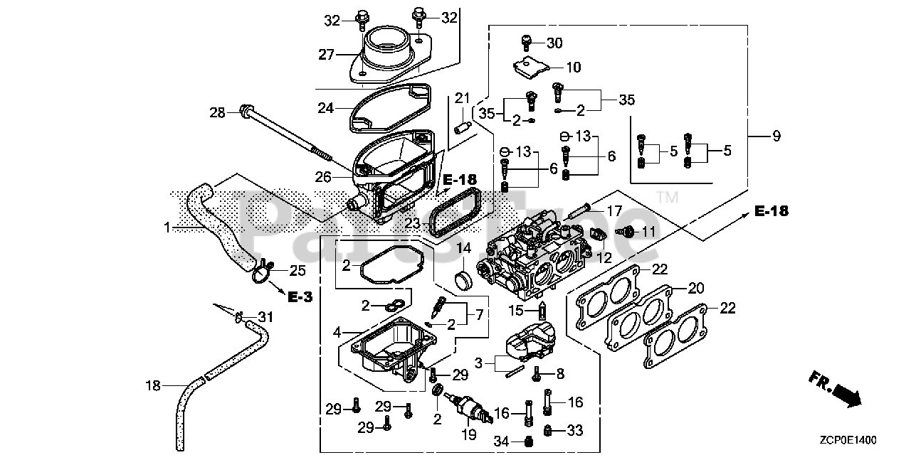 Honda GX690 RH BAF (GCAPH) Honda Engine, Made in China (SN GCAPH1000001 GCAPH1999999