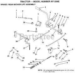 Electrolux/AYP AY 1236 E - Electrolux/AYP Lawn Tractor BRAKE/REAR MOWER LIFT