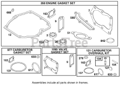 Toro 20814 - Toro 48cm Recycler Walk-Behind Mower (SN: 210000001 - 210999999) (2001) Gasket Assembly Briggs And Stratton Model 12f802-1770-B1
