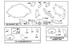 Briggs & Stratton 123782-0162-01 - Briggs & Stratton Vertical Engine Gasket Sets