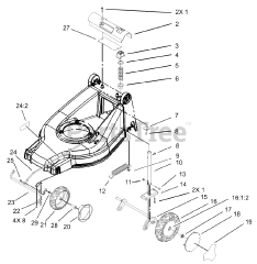 Toro 20817 - Toro 48cm Recycler Walk-Behind Mower (SN: 240000001 - 240999999) (2004) Height of Cut and Wheel Assembly