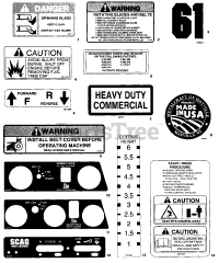 Scag STT61B-22CH - Scag Turf Tiger 61" Zero-Turn Mower, 22hp Kohler (SN: 4290001 - 4299999) Replacement Decals And Information Plates I