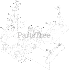 Toro 74643 (MX 5060) - Toro 50" TimeCutter Zero-Turn Mower (SN: 314000001 - 314999999) (2014) Body Styling and Fuel Pod Assembly