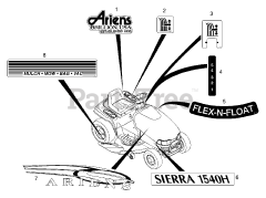 Ariens 936023 (1540 H) - Ariens Sierra 40" Yard Tractor, 15hp Briggs & Stratton, Hydro (SN: 000101 & Above) Decals (Part 3)