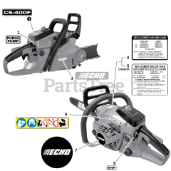 Echo CS-400 F - Echo Chainsaw (SN: C27911001001 - C27911999999) Labels