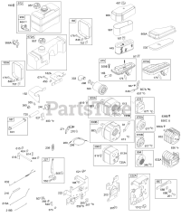 Briggs & Stratton 196707-0490-E1 - Briggs & Stratton Vertical Engine Controls, Fuel, Air Cleaner, Mufflers