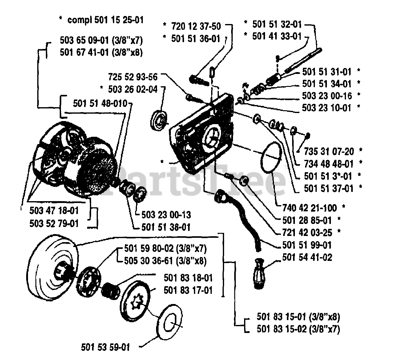 Husqvarna 268 Husqvarna Chainsaw (199309) Clutch Parts Lookup with