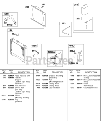 Briggs & Stratton 433447-0116-E2 - Briggs & Stratton Horizontal Engine Radiator, Hoses, Reserve Tank