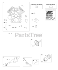Briggs & Stratton 613177-0100-E1 - Briggs & Stratton Horizontal Engine Camshaft, Cylinder, Crankshaft, Pistons/Rings/Connecting Rods