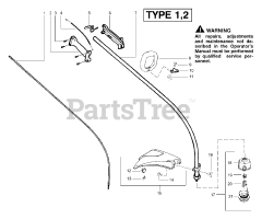 Weed Eater XT 250 LE - Weed Eater String Trimmer, Type 1 Handle &amp; Shaft Assembly