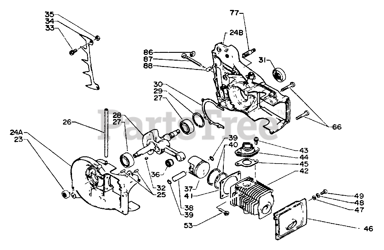 Echo CS440EVL Echo Chainsaw Engine, Crankcase Parts Lookup with