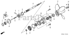 Honda BFP8 D2 XRA (BAAJ) - Honda Outboard Engine, Made in Japan (SN: BAAJ-1100001 - BAAJ-9999999) PROPELLER SHAFT + PROPELLER